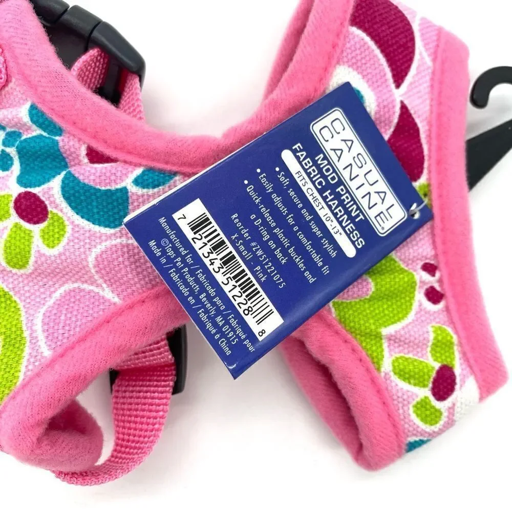 Dog Harness Casual Canine Pink Floral Mod Print XS New